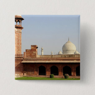 Azië, India, Uttar Pradesh, Agra. De Taj 6 Vierkante Button 5,1 Cm