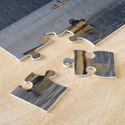 Azië, Japan, Hakone. Vroege ochtend uitzichten van Legpuzzel (Zijkant)