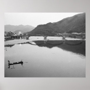 Azië, Japan, Iwakuni. Vissers en historisch Poster