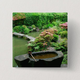 Azië, Japan, Kyoto. Zen-tuin Vierkante Button 5,1 Cm