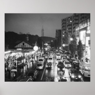 Azië, Japan, Tokio. Avond, Harajuku Station, Poster