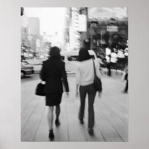 Azië, Japan, Tokio. Jonge vrouwen op de Ginza. Poster