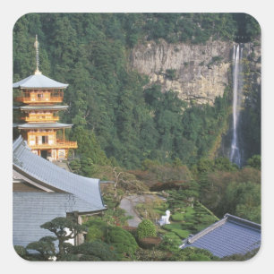 Azië, Japan, Wakayama, Katsuura, Kumano Nachi Vierkante Sticker