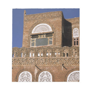 Azië, Jemen, Sana'a. Detail van Jemenitische archi Notitieblok