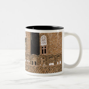 Azië, Jemen, Sana'a. Detail van Jemenitische archi Tweekleurige Koffiemok