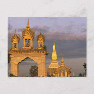 Azië, Laos, Vientiane. Die Luang Temple. Briefkaart