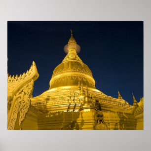 Azië, Maynmar, Yangon, boeddhistische tempel in Y Poster