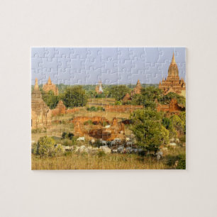 Azië, Myanmar (Birma), Bagan. Koeien passeren Legpuzzel