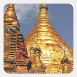 Azië, Myanmar (Birma), Bagan (Pagan). De Dhamma Vierkante Sticker