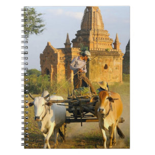 Azië, Myanmar (Birma), Bagan (Pagan). Een kar word Notitieboek