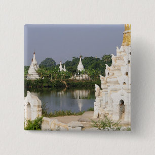 Azië, Myanmar (Birma), Mandalay. Een boeddhist Vierkante Button 5,1 Cm