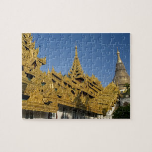 Azië, Myanmar, Yangon. Gouden stoepa van Shwedagon Legpuzzel