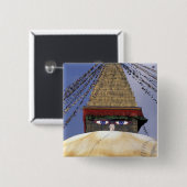 Azië, Nepal, Kathmandu. Bouddhanath Stupa. 2 Vierkante Button 5,1 Cm (Voorkant /achterkant)