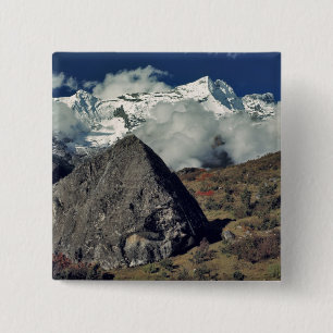Azië, Nepal, Sagarmatha NP. Een boeddhistisch gebe Vierkante Button 5,1 Cm