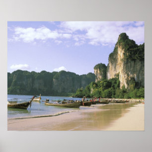 Azië, Thailand, Krabi. West Railay-strand, lang Poster
