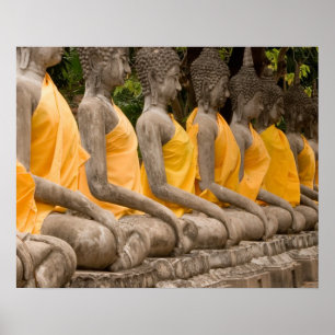 Azië, Thailand, Siam, Boeddha's bij Ayutthaya Poster