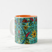 aziza turquoise tweekleurige koffiemok (Voorkant links)