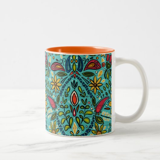 aziza turquoise tweekleurige koffiemok (Rechts)