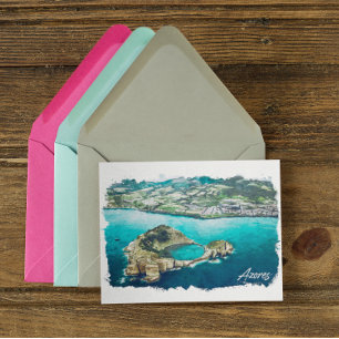 Azoren Atlantisch eiland Panorama Uitzicht Briefkaart