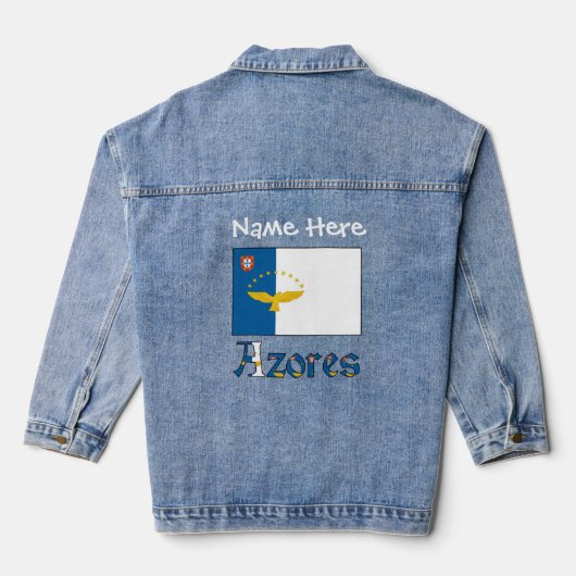 Azoren Azoriaanse Vlag Gepersonaliseerde Witte Naa Denim Jacket (Achterkant)