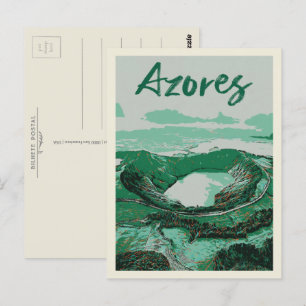 Azoren eilanden vulkanische meren illustratie briefkaart