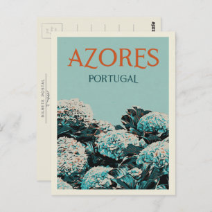 Azoren hydrangeas illustration Portugal Briefkaart