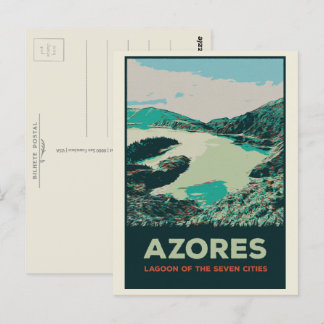 Azoren lagune van 7 steden illustratie Portugal Briefkaart