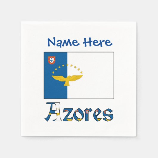 Azores Azorean Flag Blue Personalized Name Servet (Voorkant)