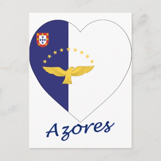 Azores Flag Heart Briefkaart (Voorkant)
