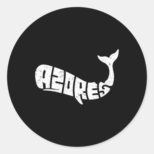Azores Whale Word Animal Ronde Sticker (Voorkant)