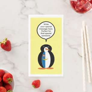 Azoriaanse pratende mevrouw pinguïn gepersonalisee servet