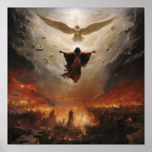 Azrael drijvend boven de mensheid - mystiek Poster