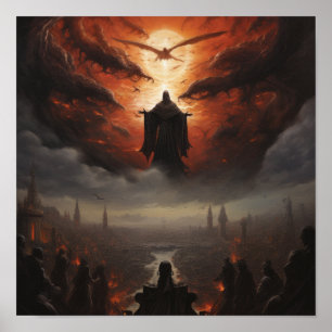 Azrael flottant au-dessus de l'humanité Poster - M