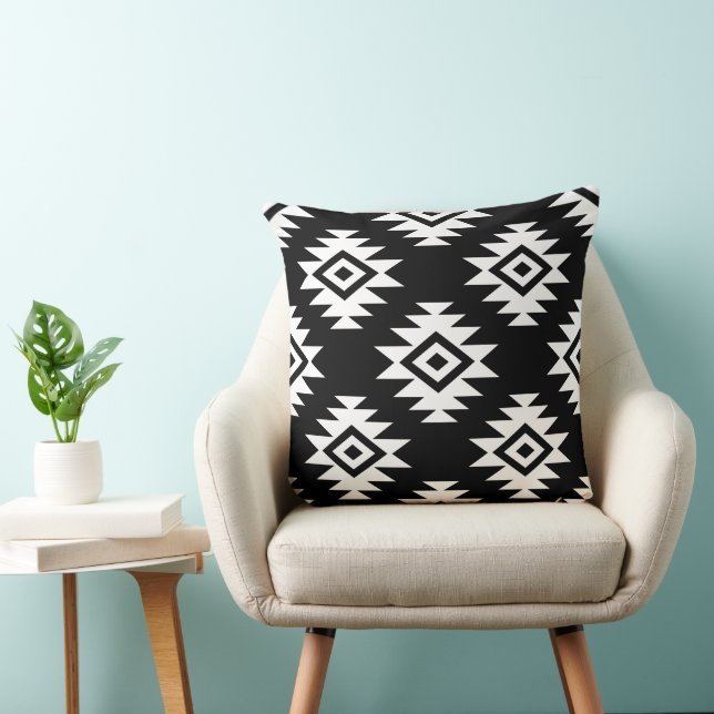 Aztec 2way BW symbool groot patroon Kussen (Stoel)
