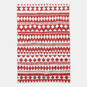 Aztec Andes Red White Tribal Geometric Pattern Theedoek (Verticaal)
