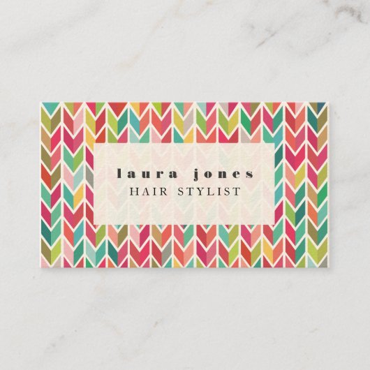 Aztec Arrows Pattern Hair Stylist Sjabloon Visitekaartje (Voorkant)