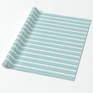 Aztec-bergen - Licht Blauw Groen op Wit Cadeaupapier
