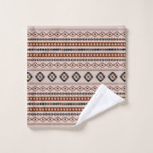 Aztec Black Browns Taupe Mixed Motifs Patroon Bad Handdoek (Wasdoekje)