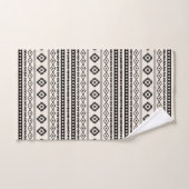 Aztec Black op Cream Mixed Motifs Herhaalt patroon Bad Handdoek (Handdoek)