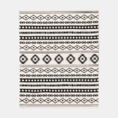 Aztec Black op Cream Mixed Motifs Pattern Fleece Deken (Voorkant)