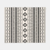 Aztec Black op Cream Mixed Motifs Pattern Fleece Deken (Voorkant (Horizontaal))