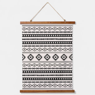 Aztec Black op Cream Mixed Motifs Pattern Hangend Wandkleed