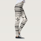 Aztec Black op Cream Mixed Motifs Pattern Leggings (Rechts)