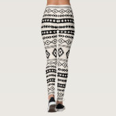 Aztec Black op Cream Mixed Motifs Pattern Leggings (Achterkant)