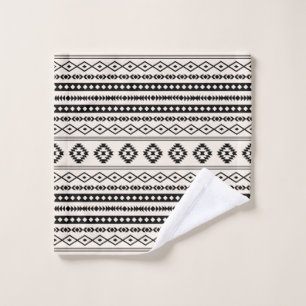 Aztec Black op Cream Mixed Motifs Pattern Washandje