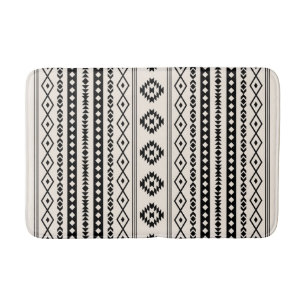 Aztec Black op Cream Mixed Motifs (V) Pattern Badmat