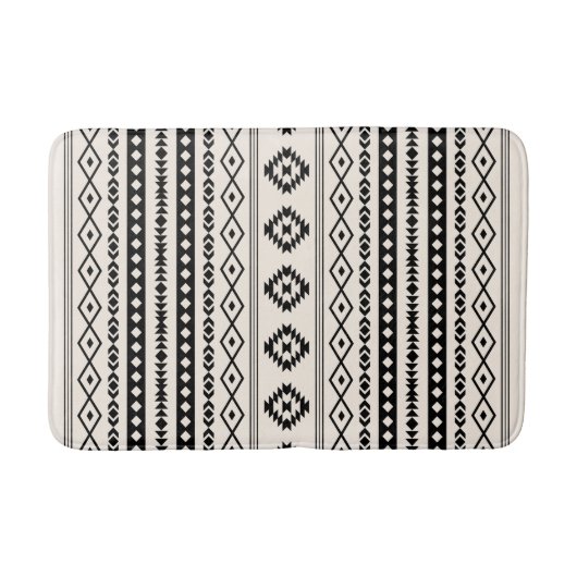 Aztec Black op Cream Mixed Motifs (V) Pattern Badmat (Voorkant)
