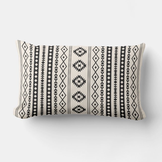 Aztec Black op Cream Mixed Motifs (V) Pattern Buitenkussen (Voorkant)