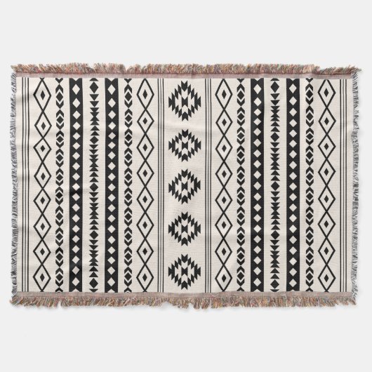 Aztec Black op Cream Mixed Motifs (V) Pattern Deken (Voorkant)