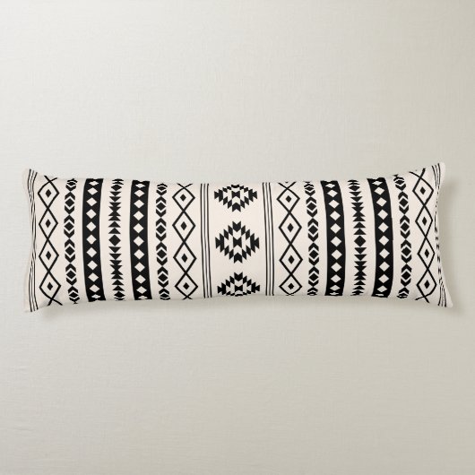 Aztec Black op Cream Mixed Motifs (V) Pattern Lichaamskussen (Achterkant)